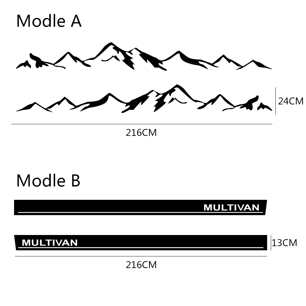 2Pcs Side Stripes Car Stickers Vinyl Film For Volkswagen Multivan Toyota Elfa Auto Mountain Decal Styling Car Tuning Accessories
2Pcs Side Stripes Car Stickers Vinyl Film For Volkswagen Multivan Toyota Elfa Auto Mountain Decal Styling Car Tuning Accessories