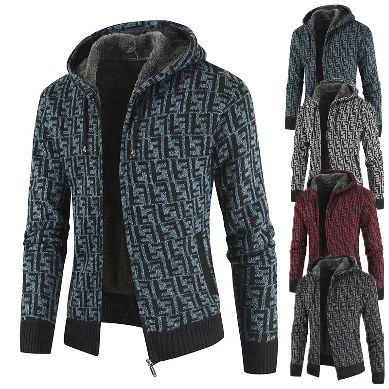 2021 autumn and winter plus velvet thick knit sweater cardigan men's color block hooded jacket sweaters cardigan knitted sweater
2021 autumn and winter plus velvet thick knit sweater cardigan men's color block hooded jacket sweaters cardigan knitted sweater
