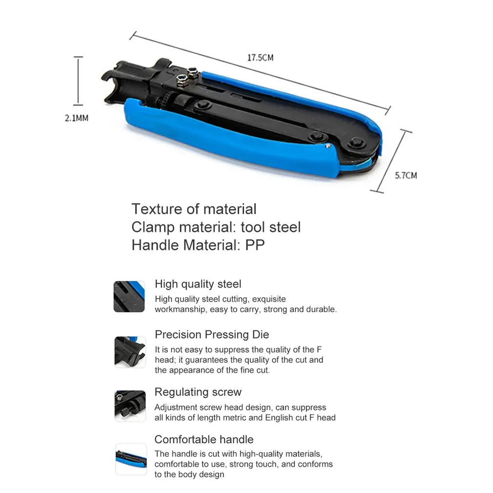 Coaxial Cable Crimper Compression Tool Wire Crimper Plier Crimping Tool For RG59 RG6 RG11 Cable F Coaxial Connectors Cable
Coaxial Cable Crimper Compression Tool Wire Crimper Plier Crimping Tool For RG59 RG6 RG11 Cable F Coaxial Connectors Cable