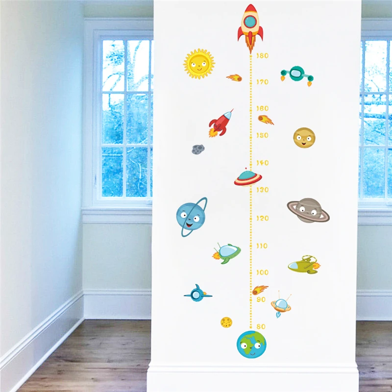 Cartoon Spaedrooceship Spacecraft Height Measure Wall Stickers For Kids Room Home Decor Pvc Growth Chart Wall Decals Posters
Cartoon Spaedrooceship Spacecraft Height Measure Wall Stickers For Kids Room Home Decor Pvc Growth Chart Wall Decals Posters