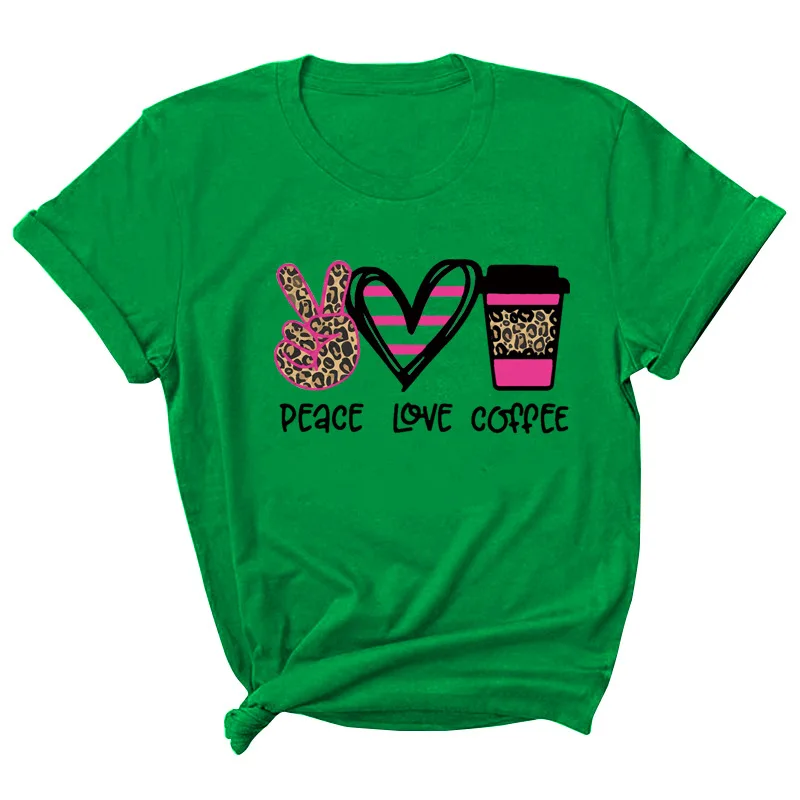 Peace Love Coffee Letter Print Women T Shirt Short Sleeve ONeck Loose Women Tshirt Ladies Tee Shirt Tops Clothes Camisetas Mujer
Peace Love Coffee Letter Print Women T Shirt Short Sleeve ONeck Loose Women Tshirt Ladies Tee Shirt Tops Clothes Camisetas Mujer