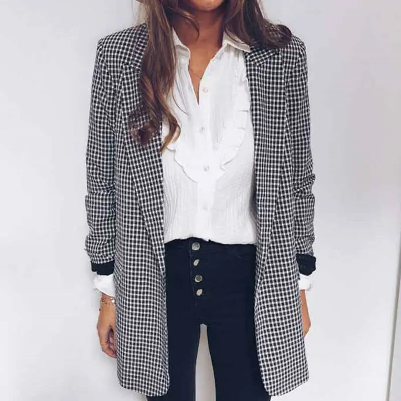 New Fashion Suit Jacket Simple Temperament Retro Plaid Slim Lapels One Button Blazer Outwear
New Fashion Suit Jacket Simple Temperament Retro Plaid Slim Lapels One Button Blazer Outwear