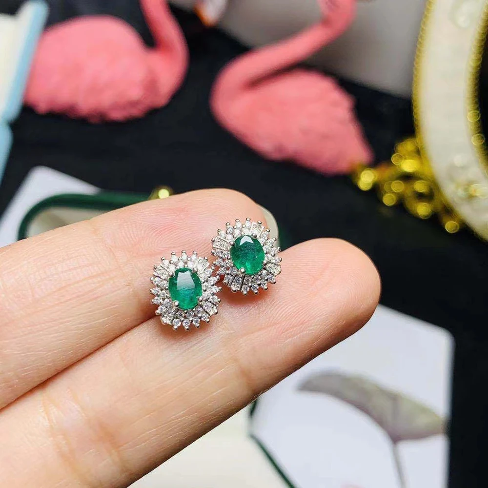 Trendy Plated White Gold 4*5mm Natural Colombian Emerald Earrings for Women 925 Sterling Silver Emerald Earrings Stud Jewellery
Trendy Plated White Gold 4*5mm Natural Colombian Emerald Earrings for Women 925 Sterling Silver Emerald Earrings Stud Jewellery