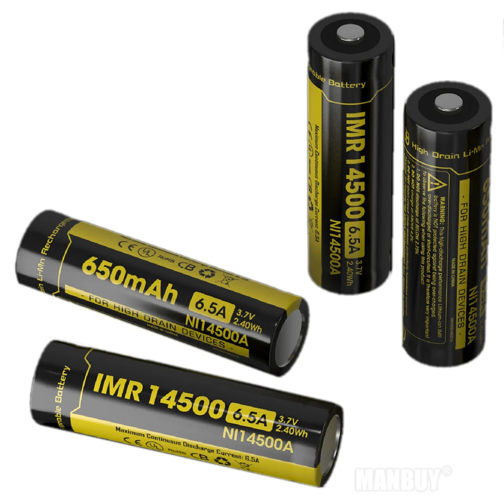 Фото 2021NITECORE IMR14500 NI14500A 650 мАч 3 7 а 500 В Втч перезаряжаемая батарея с высоким потоком