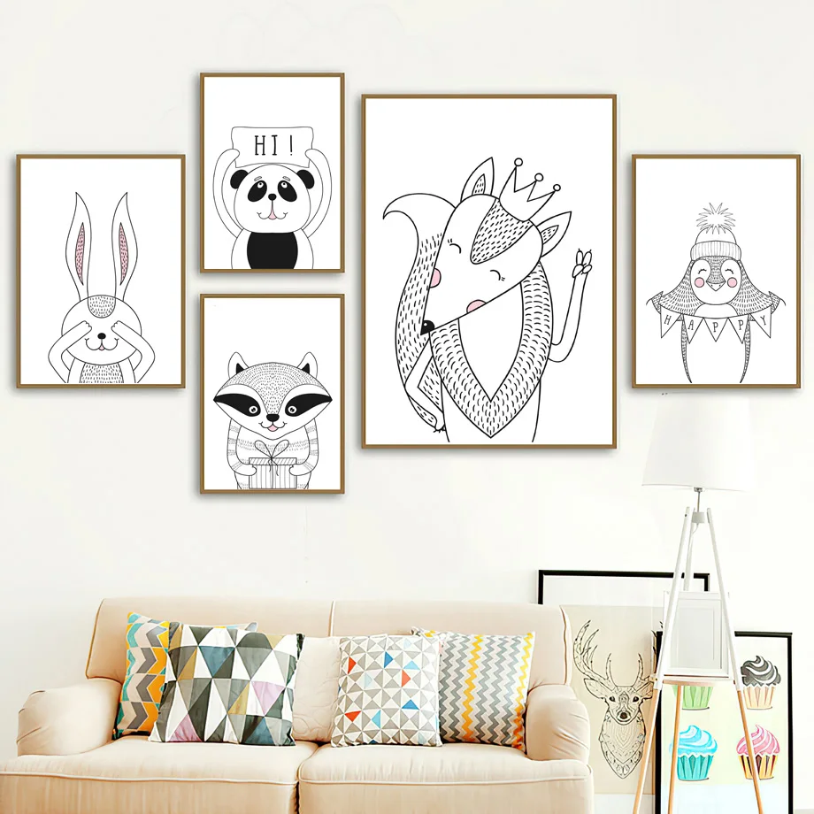 Rabbit Fox Penguin Bear Raccoon Crown Gift Wall Art Canvas Painting Nordic Posters And Prints Wall Pictures Kawaii Nursery Decor
Rabbit Fox Penguin Bear Raccoon Crown Gift Wall Art Canvas Painting Nordic Posters And Prints Wall Pictures Kawaii Nursery Decor