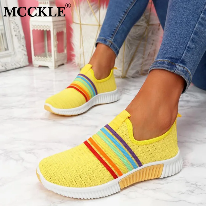 Осенние вязаные женские кроссовки MCCKLE мягкая женская обувь из вулканизированной