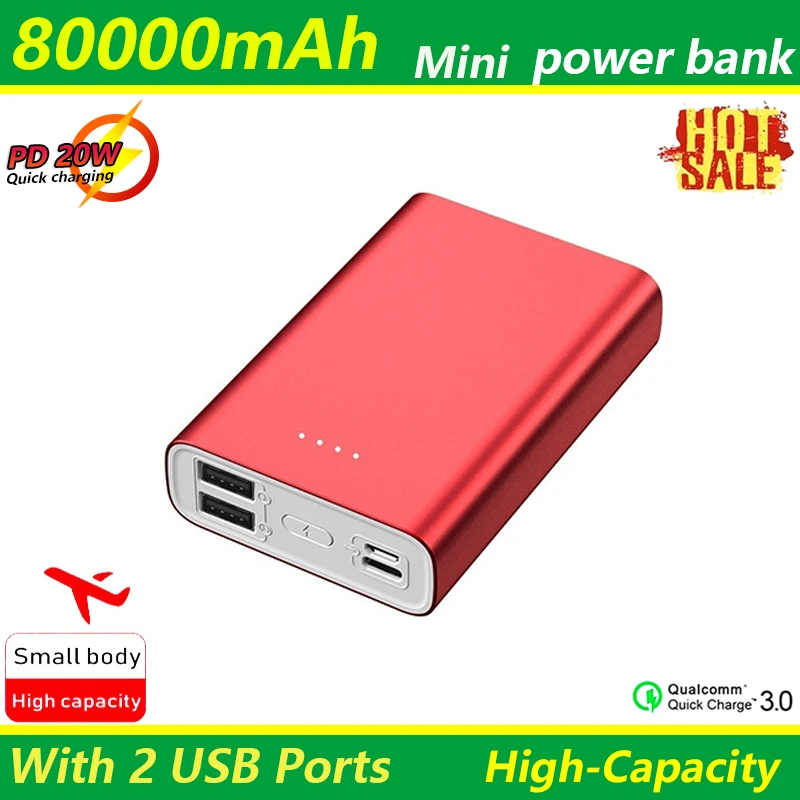 Mini Power Bank Portable 80000mAh Large Capacity Phone Charger 2USB Fast Charging External Battery for IPhone Xiaomi Samsung
Mini Power Bank Portable 80000mAh Large Capacity Phone Charger 2USB Fast Charging External Battery for IPhone Xiaomi Samsung