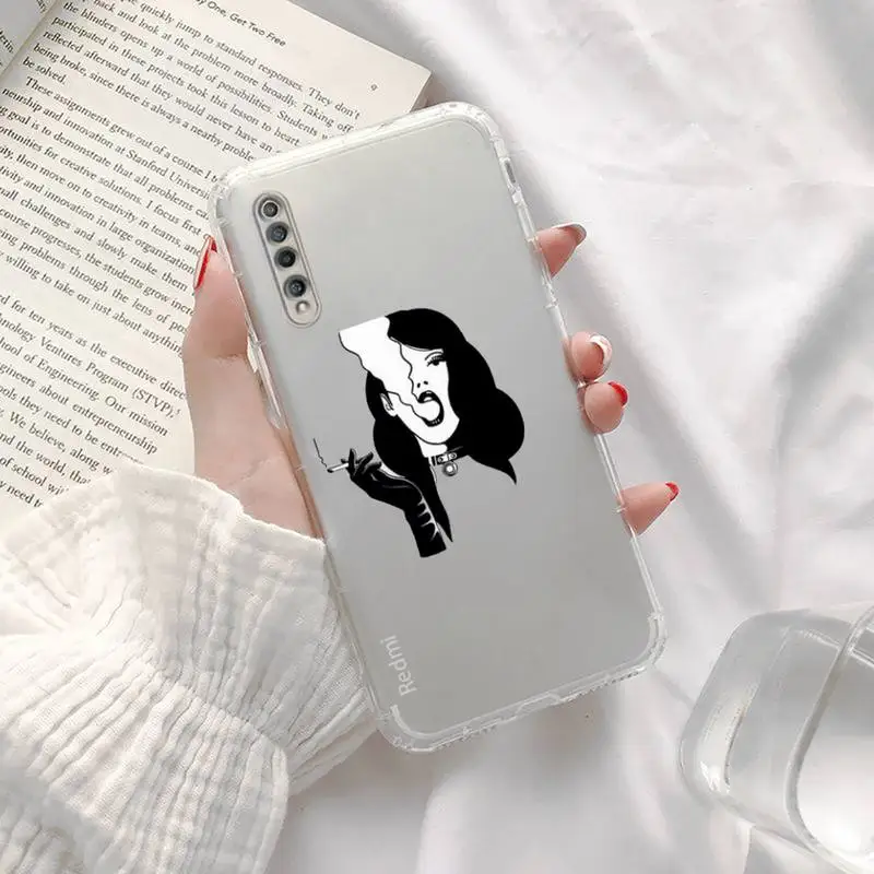 Cool smoking heartbreaker girl Phone Case Transparent For Xiaomi Redmi K30 10T 10X 9 9A 8 8A 7 7A 6 K40 T S PRO 5G
Cool smoking heartbreaker girl Phone Case Transparent For Xiaomi Redmi K30 10T 10X 9 9A 8 8A 7 7A 6 K40 T S PRO 5G