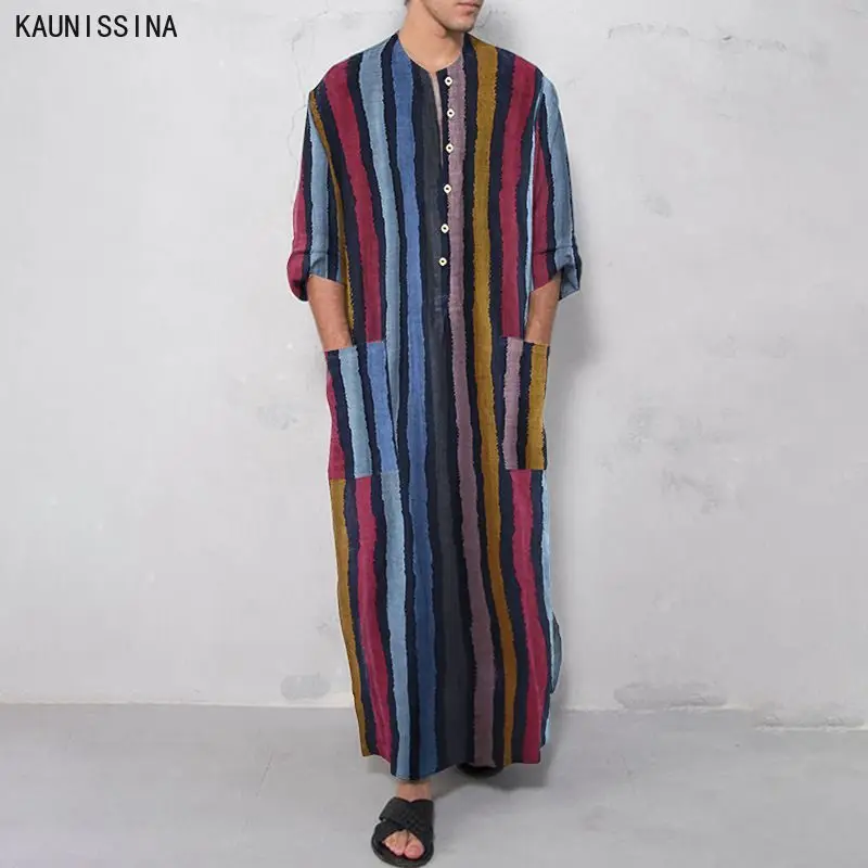 Футболка мужская хлопковая для сна, длинная ночная рубашка в полоску, с рукавом до локтя, длинная Домашняя одежда, рубашка для сна 
Футболка мужская хлопковая для сна, длинная ночная рубашка в полоску, с рукавом до локтя, длинная Домашняя одежда, рубашка для сна