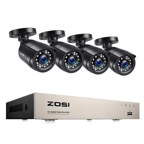 ZOSI 8-канальная система видеонаблюдения 1080P на открытом воздухе,5-мегапиксельная Lite-видеорегистратор с 2/4/6/8-мегапиксельными 2-мегапиксельными камерами безопасности, домашняя система видеонаблюдения днем / ночью