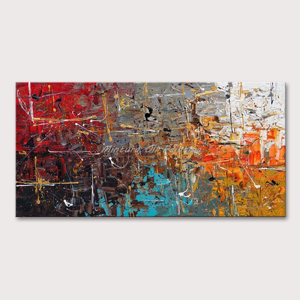 

Mintura Wall Picture for Living Room Handpainted Oil Paintings On Canvas Abstract Line Color Hotel Decoration Wall Art No Framed