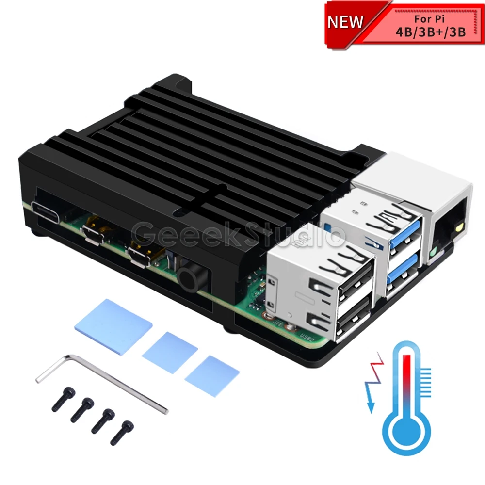 Raspberry Pi Armor Case Heatsink Aluminium Alloy Metal Shell Passive Cooling Enclosure Heat Sink for RPI 4B / 3B+ / 3B
Raspberry Pi Armor Case Heatsink Aluminium Alloy Metal Shell Passive Cooling Enclosure Heat Sink for RPI 4B / 3B+ / 3B