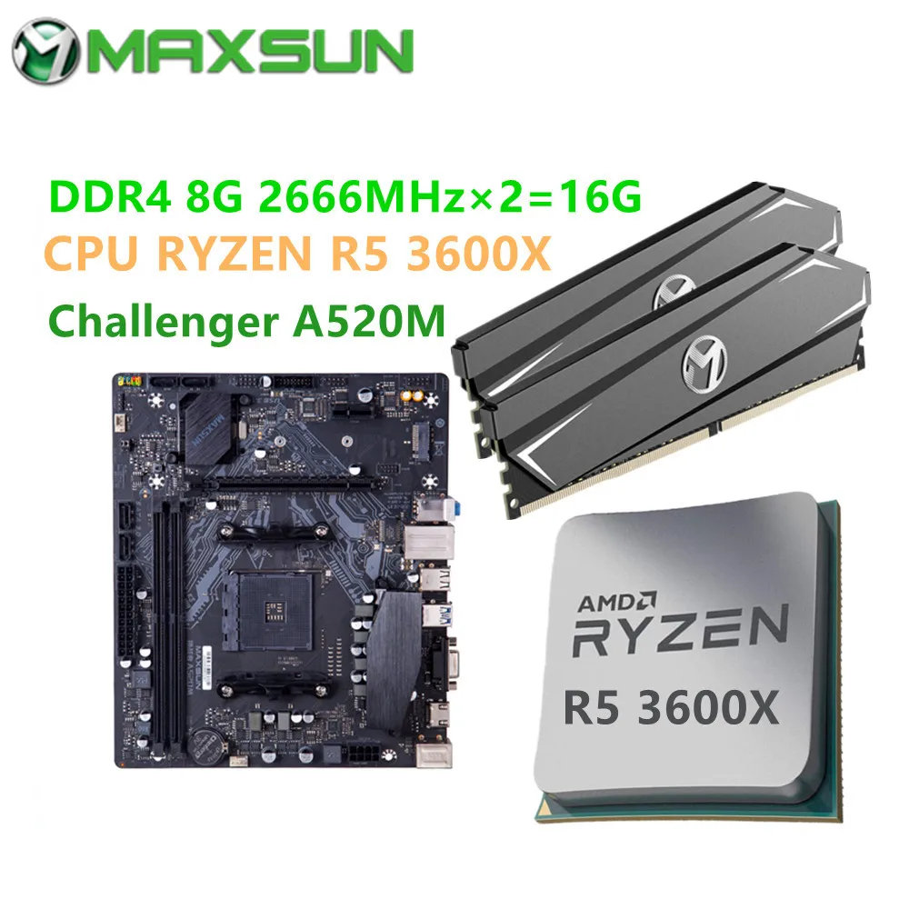 MAXSUN Desktop Motherboard Combo Challenger A520M Ram DDR4 8GBx2 2666MHz CPU RYZEN R5 3500X 3600 3600X New but without cooler
MAXSUN Desktop Motherboard Combo Challenger A520M Ram DDR4 8GBx2 2666MHz CPU RYZEN R5 3500X 3600 3600X New but without cooler
