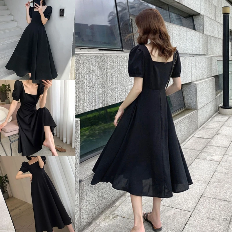 N7MF Women Summer Puff Short Sleeve Square Neck Black Flowy Midi Long Dress Vintage French Style Empire High Waist Pleated Party
N7MF Women Summer Puff Short Sleeve Square Neck Black Flowy Midi Long Dress Vintage French Style Empire High Waist Pleated Party