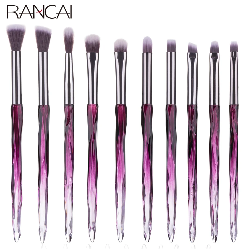 

RANCAI 10pcs Eyeshadow Makeup Brushes Set Foundation Powder Blush Eyeshadow Sponge Brush Wool Fiber Hair Cosmetic Tools