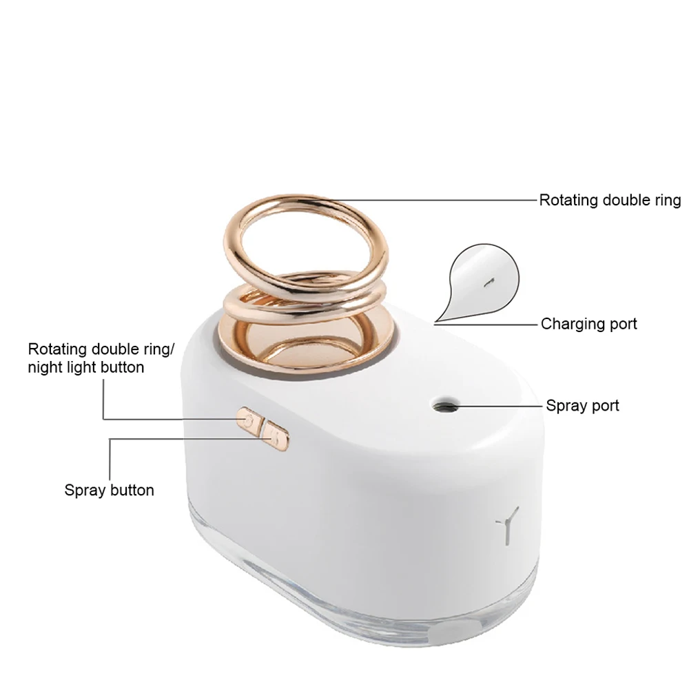 Desktop Double Rings Humidifier with Light Water Sprayer with Dynamic Ring USB Mini Air Moisturizer for Office Home JS23
Desktop Double Rings Humidifier with Light Water Sprayer with Dynamic Ring USB Mini Air Moisturizer for Office Home JS23