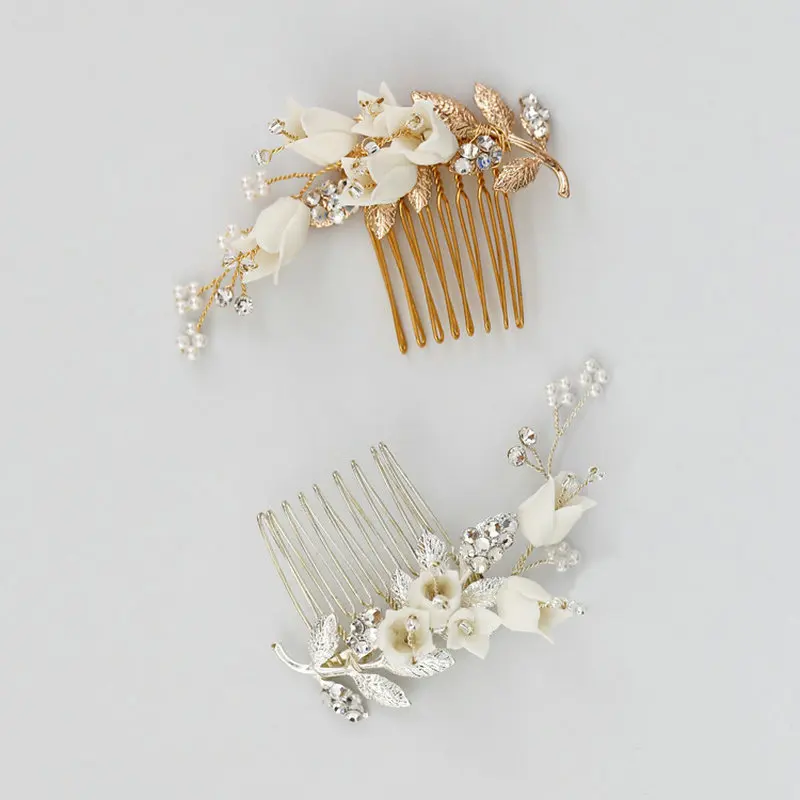 Retro Ceramic Flower Pearl Crystal Bride Hair Combs Gold Color Leaf Women's Wedding Jewelry
Retro Ceramic Flower Pearl Crystal Bride Hair Combs Gold Color Leaf Women's Wedding Jewelry