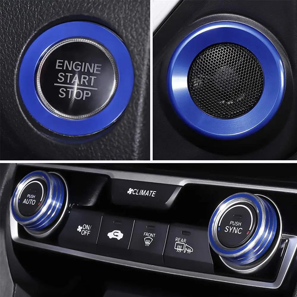 5pcs/set Decorative Set Audio Speaker Ring+One-button Start Ring+Air Conditioner Knob Ring For Honda 10th Generation Civic
5pcs/set Decorative Set Audio Speaker Ring+One-button Start Ring+Air Conditioner Knob Ring For Honda 10th Generation Civic