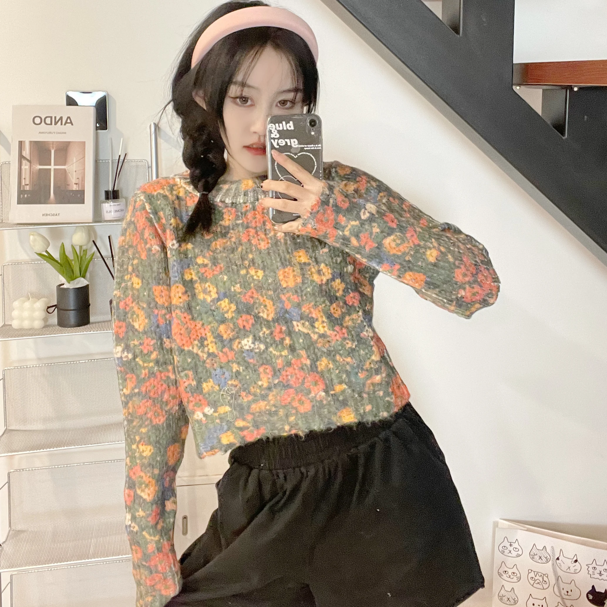 JUNWU Autumn Za 2021 Women's Floral Print Round Neck Long-Sleeved Stretch Knitted Sweater Pullover Warm And Casual Sweet Girly
JUNWU Autumn Za 2021 Women's Floral Print Round Neck Long-Sleeved Stretch Knitted Sweater Pullover Warm And Casual Sweet Girly