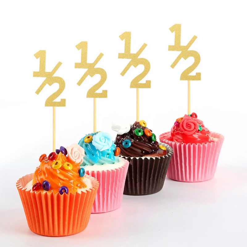 24 Pcs/set Cute Glitter 1/2 Birthday Cake Toppers Half Birthday Cupcake Toppers 6 Month Party Favors Cake Decorations Supplies
24 Pcs/set Cute Glitter 1/2 Birthday Cake Toppers Half Birthday Cupcake Toppers 6 Month Party Favors Cake Decorations Supplies
