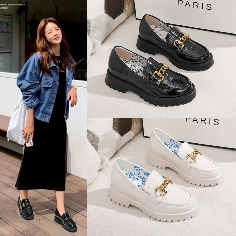 2022 Female Loafers British Style Women Shoes Casual Slip-on Round Toe Black Genuine Leather Ladies IncreaseThick Bottom Shoes
2022 Female Loafers British Style Women Shoes Casual Slip-on Round Toe Black Genuine Leather Ladies IncreaseThick Bottom Shoes