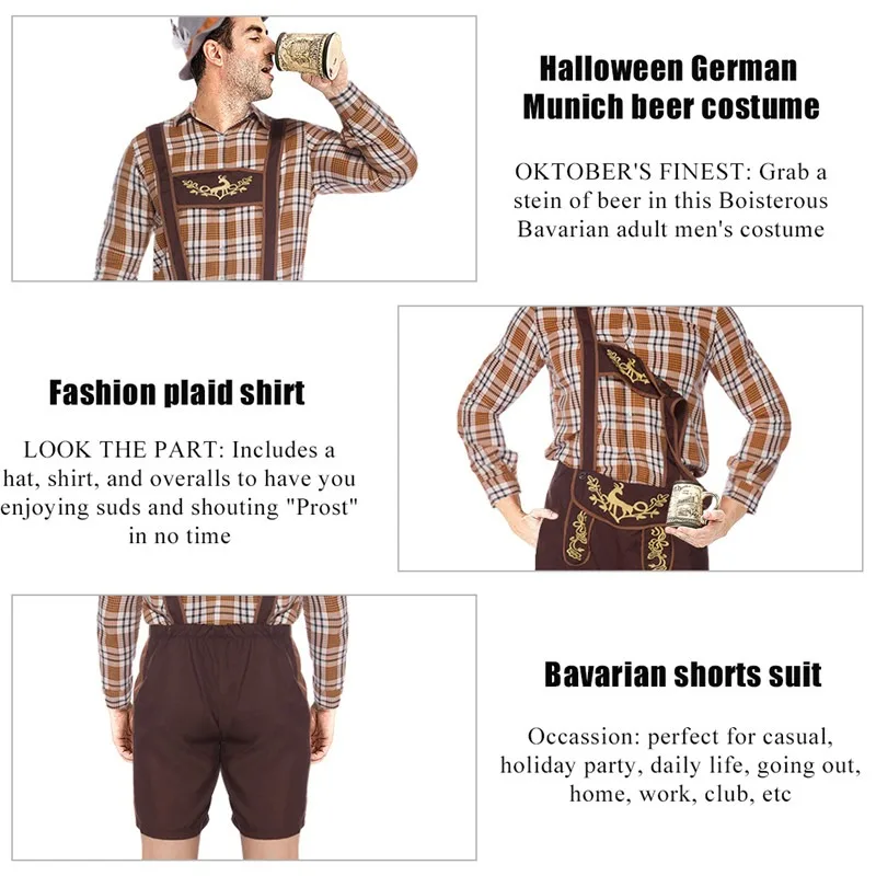 Germany Oktoberfest Beer Man Lederhosen Costume Halloween Bavarian Carnival Party Cosplay Suspenders Shorts Shirt Hat Set
Germany Oktoberfest Beer Man Lederhosen Costume Halloween Bavarian Carnival Party Cosplay Suspenders Shorts Shirt Hat Set