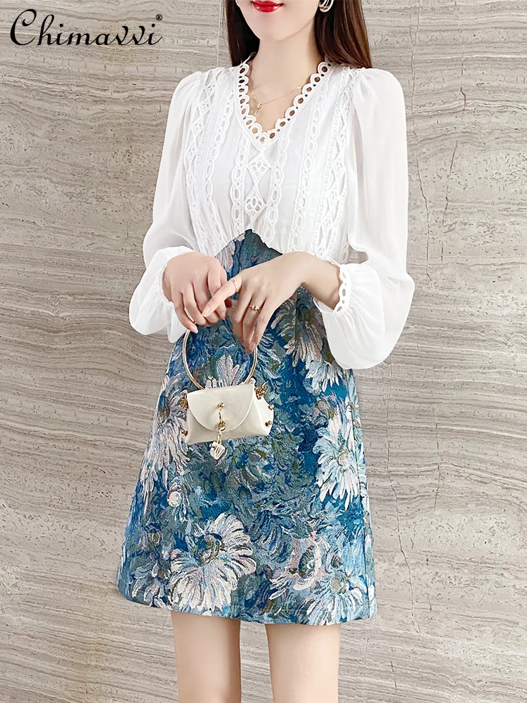 V Neck A Line White Dress for Women 2021 Early Autumn Long Sleeve High Waist Dress Female Korean Style Patchwork Dress
V Neck A Line White Dress for Women 2021 Early Autumn Long Sleeve High Waist Dress Female Korean Style Patchwork Dress