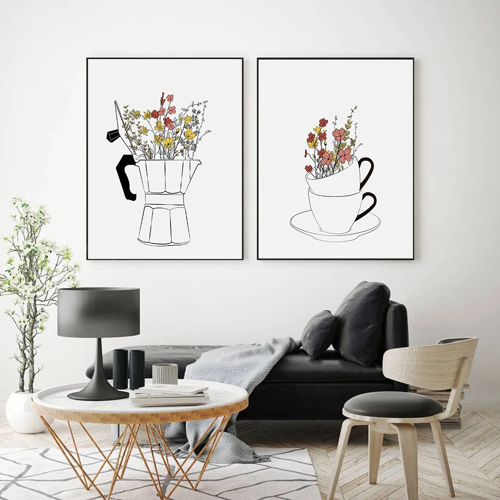 Coffee Lover Poster Romantic Cups Flower Canvas Painting Minimalist Art Print Modern Kitchen Wall Picture Living Room Home Decor
Coffee Lover Poster Romantic Cups Flower Canvas Painting Minimalist Art Print Modern Kitchen Wall Picture Living Room Home Decor