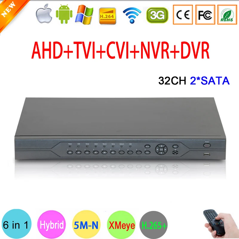 5MP AHD Камера распознавания лиц 5M N аудио Hi3531D H.265 + 32CH 32 канала 6 в 1 коаксиальный