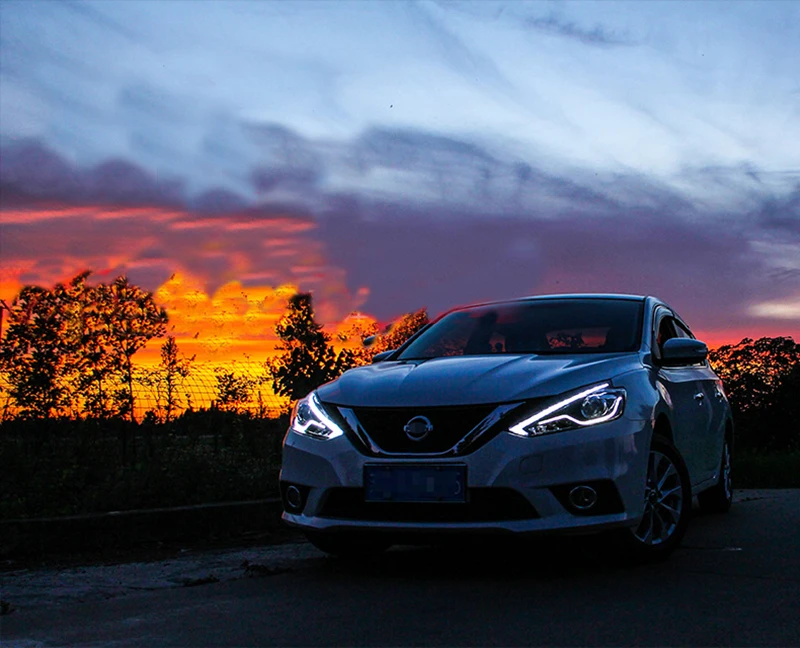 Фото Светодиодный фары автомобиля Стайлинг для Nissan Sylphy 2016 2019 налобный фонарь