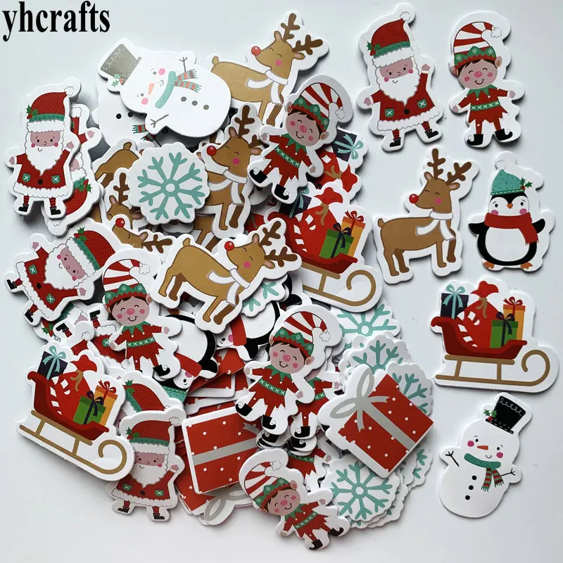 

1bag/Lot.New Christmas santa claus Snowman Snowflake Elk Sled Penguin Printed foam stickers Xmas handwork DIY toys Wholesale OEM