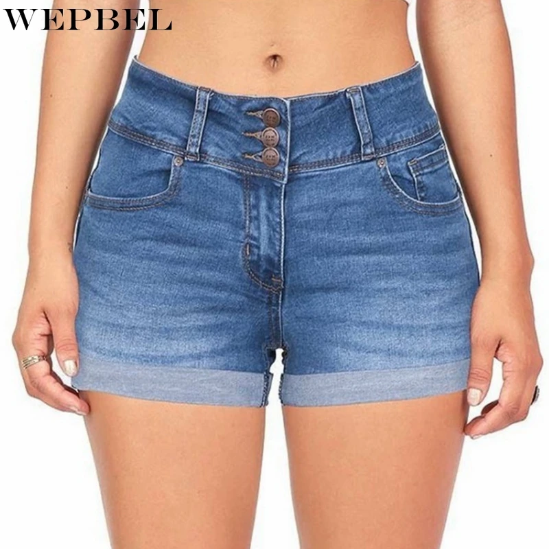 WEPBEL Denim Shorts Summer Fashion High Waist Button Denim Straight Shorts Women's Casual Solid Color Pocket Shorts 
WEPBEL Denim Shorts Summer Fashion High Waist Button Denim Straight Shorts Women's Casual Solid Color Pocket Shorts