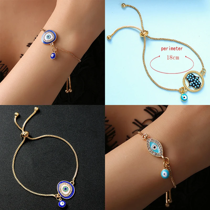 Fashion Turkish Lucky Blue Crystal Evil Eye Bracelets for Women Handmade Copper Chains Female Lucky Jewelry Adjustable Bracelet
Fashion Turkish Lucky Blue Crystal Evil Eye Bracelets for Women Handmade Copper Chains Female Lucky Jewelry Adjustable Bracelet