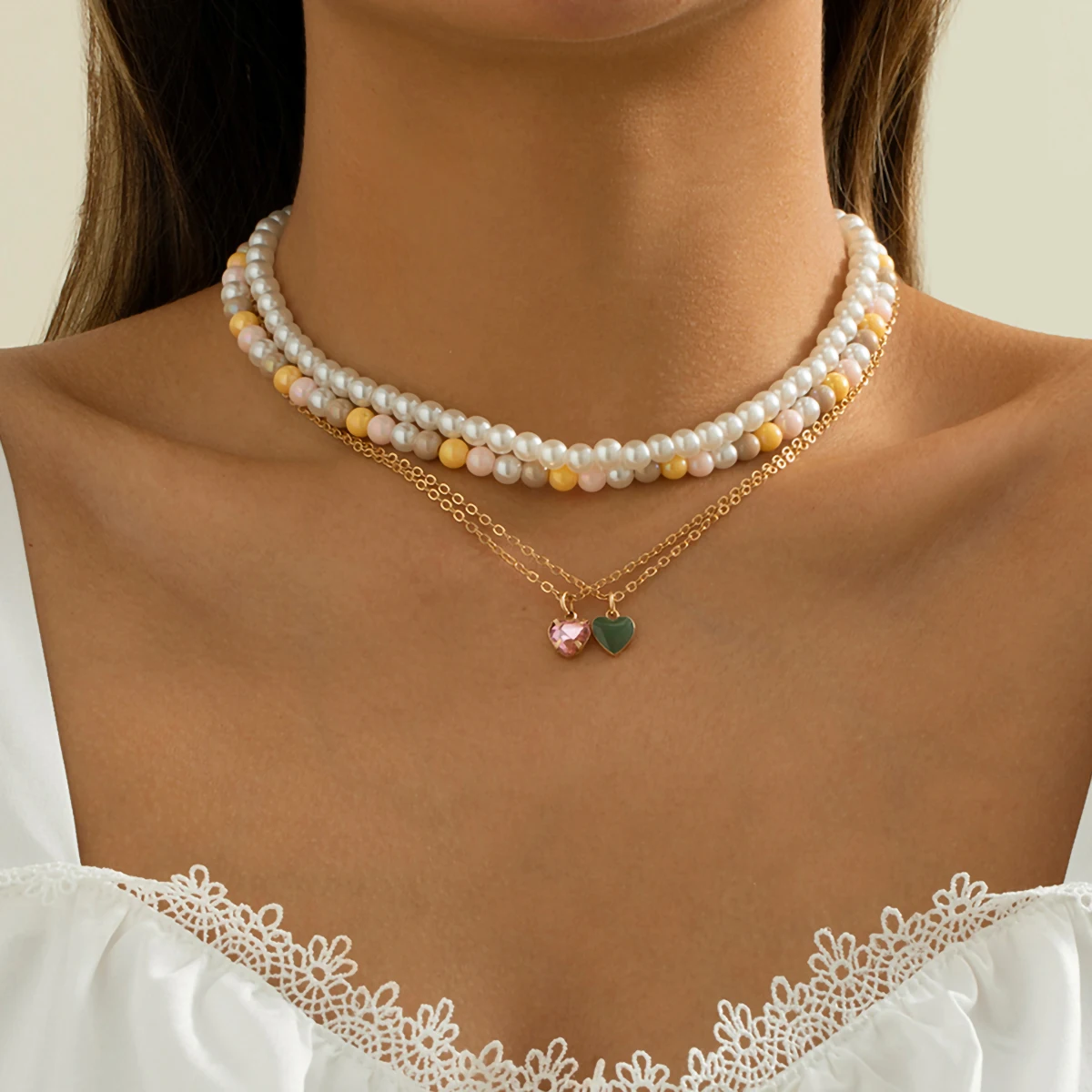 IngeSight.Z 4Pcs/Set Sweet Rhinestone Crystal Love Heart Pendant Necklaces Multi Layered Imitation Pearl Choker Necklace Jewelry
IngeSight.Z 4Pcs/Set Sweet Rhinestone Crystal Love Heart Pendant Necklaces Multi Layered Imitation Pearl Choker Necklace Jewelry