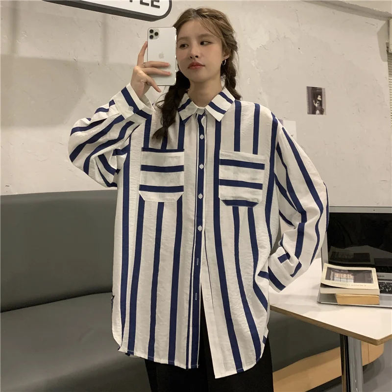 Женская рубашка с длинным рукавом, с принтом в полоску
Женская рубашка с длинным рукавом, с принтом в полоску