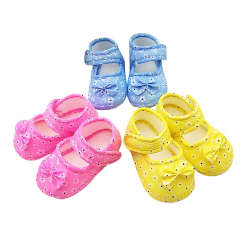 Toddler girls Baby first walker shoes Bowknot Print hook&loop shallow Newborn Cloth Shoes Non-slip footwear zapatos bebe A40 | Мать и
