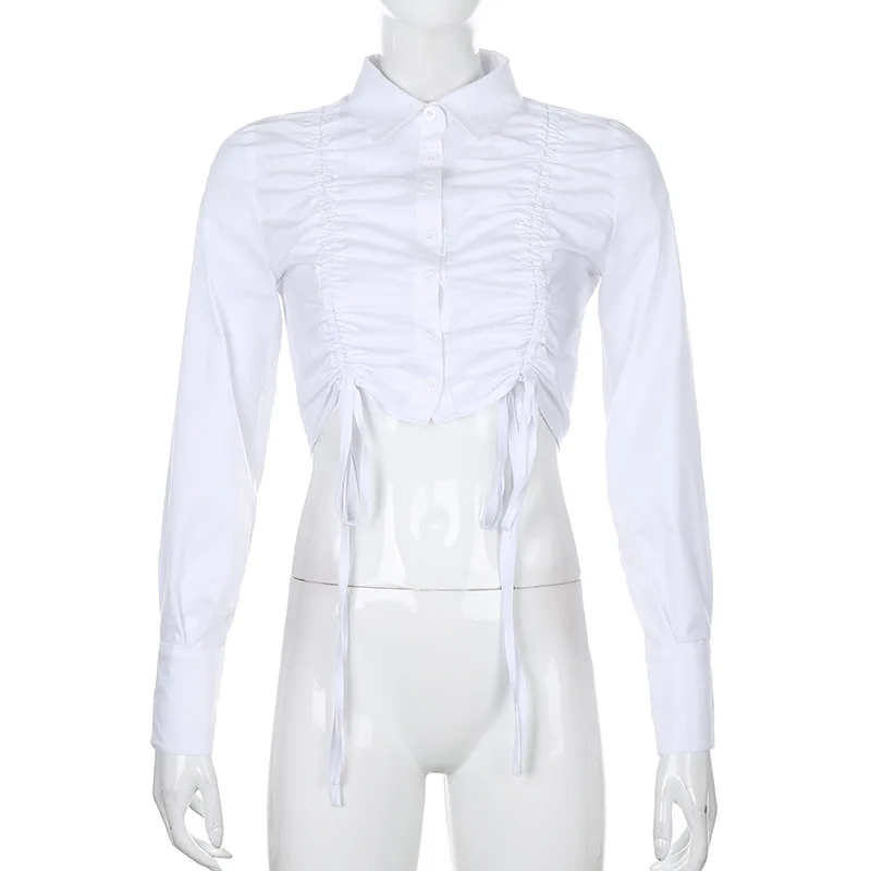 Drawstring Ruched Sexy Shirts for Women Long Sleeve Turn-Down Collar Cropped Shirts 2021 Elegant Fashion Summer Tops Blouses
Drawstring Ruched Sexy Shirts for Women Long Sleeve Turn-Down Collar Cropped Shirts 2021 Elegant Fashion Summer Tops Blouses