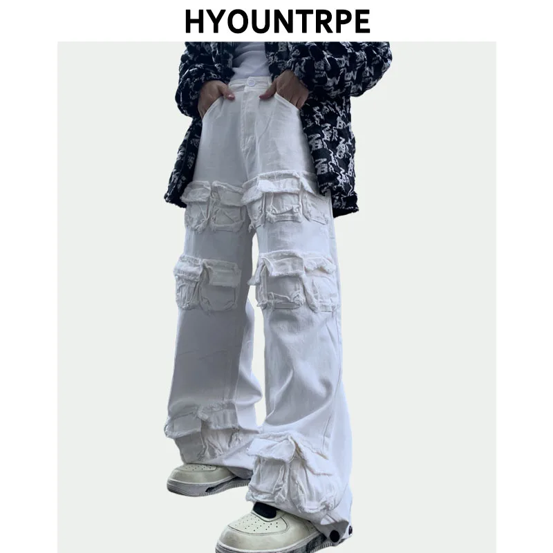 Mens High Street Harajuku Cargo Pockets Pants Wide Legs Casual Zipper Loose Straight Trousers Hip Hop Streetwear Pants Joggers
Mens High Street Harajuku Cargo Pockets Pants Wide Legs Casual Zipper Loose Straight Trousers Hip Hop Streetwear Pants Joggers