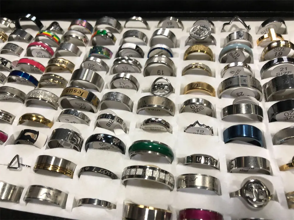 Набор колец из нержавеющей стали для мужчин и женщин кольцо на палец размеры США