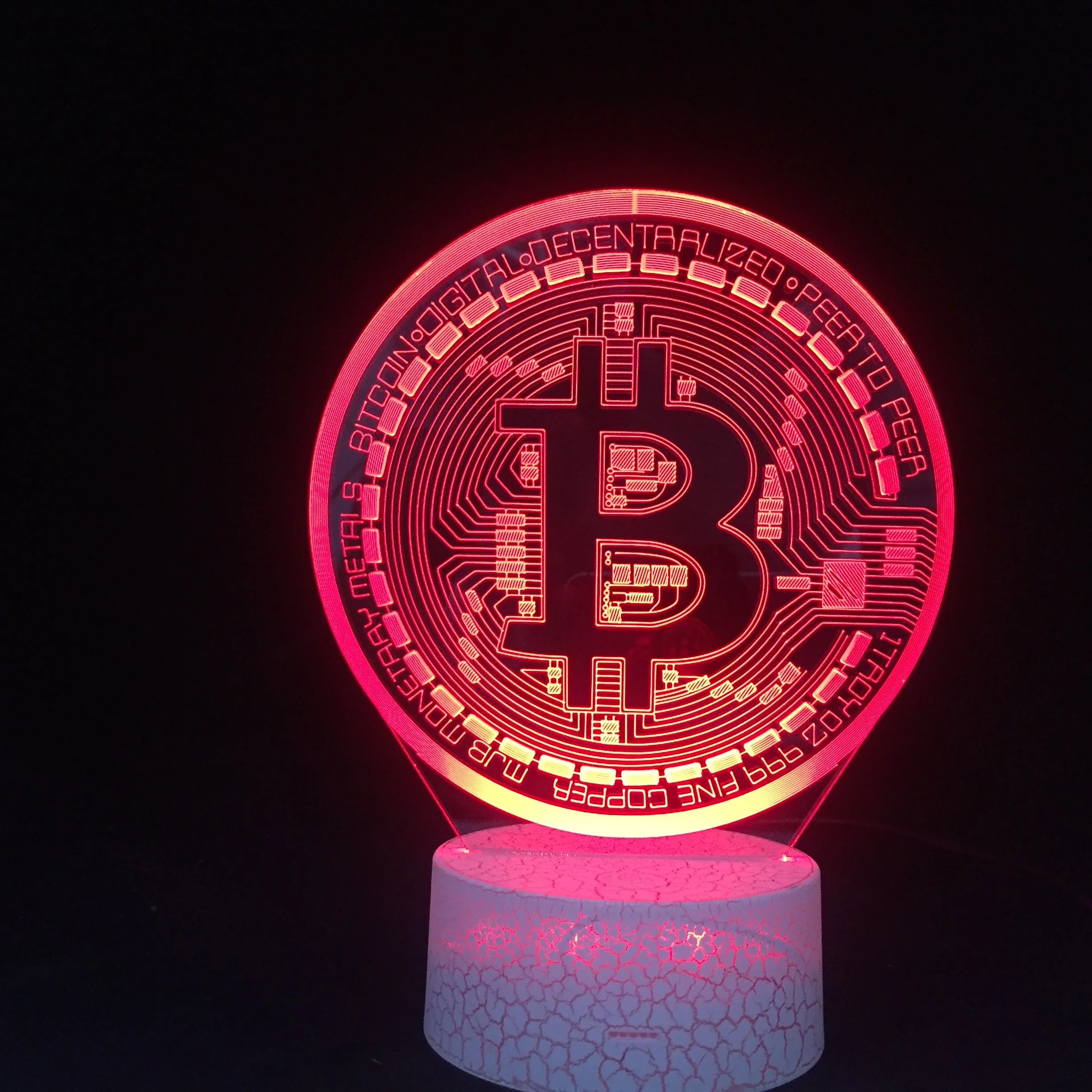 Биткойн 3d светодиодный ночной Светильник Usb сенсорный Сенсор Цвета изменение