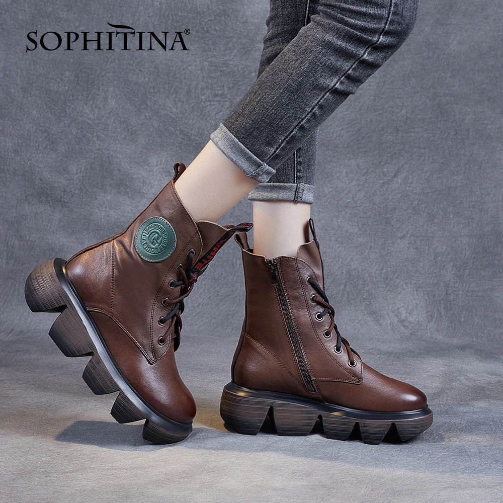 Женские ботинки на нескользящей подошве SOPHITINA, ботильоны на платформе, с круглым носком, перекрестной шнуровкой, разные цвета, WO837
Женские ботинки на нескользящей подошве SOPHITINA, ботильоны на платформе, с круглым носком, перекрестной шнуровкой, разные цвета, WO837