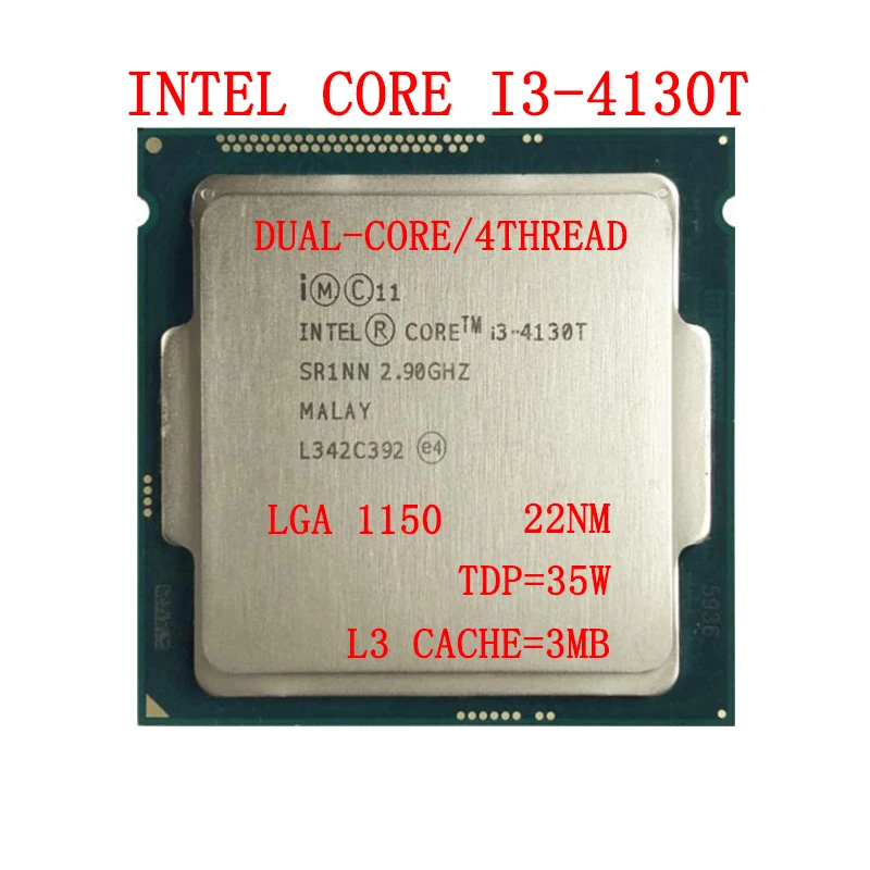 

Intel Core i3 4130T Processor Dual-Core 2.9GHz LGA 1150 TDP 35W 3MB Cache Desktop CPU