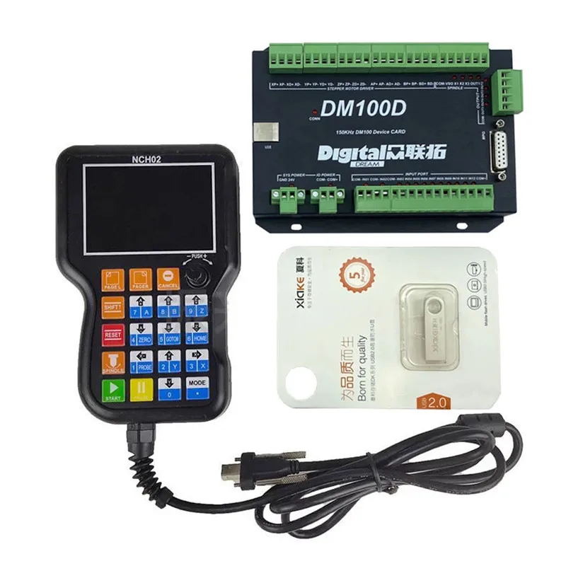 NCH02 CNC Handle Motion Controller mach3 3/4/5axis 125 KHz Pulse U-disk Read G-CODE CNC engraving machine motion control system
NCH02 CNC Handle Motion Controller mach3 3/4/5axis 125 KHz Pulse U-disk Read G-CODE CNC engraving machine motion control system