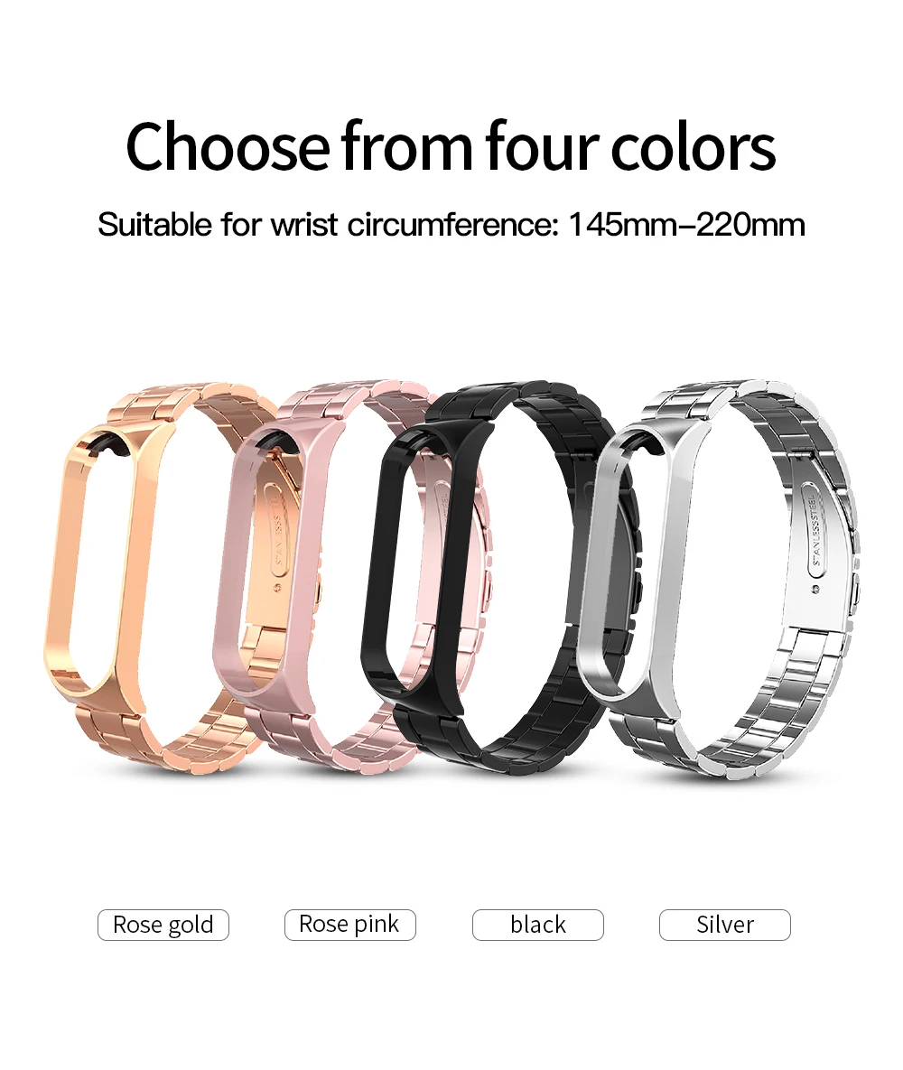 Металлический ремешок для Mi Band 5 сменный Браслет из нержавеющей стали с NFC Xiaomi 4 и 3