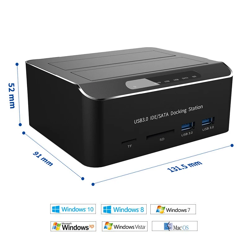 Dual Bay USB 3 0 для SATA IDE внешняя док-станция жесткого диска с 2-портовым концентратором