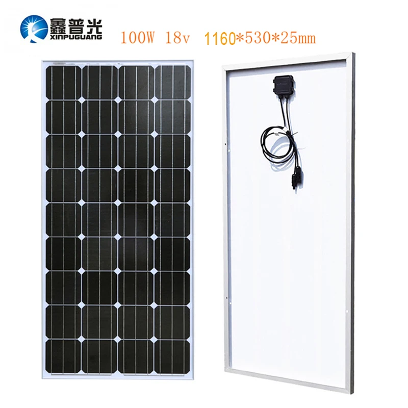 Xinpuguang 100 Вт 18 в солнечная панель стеклянная алюминиевая монокристаллическая