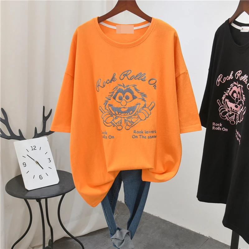 Women's Embroidered Sesame Street Osaka Short-Sleeved T-shirt Summer Pure Cotton Half-Sleeved Cartoon Top Mid-Length Tshirts
Women's Embroidered Sesame Street Osaka Short-Sleeved T-shirt Summer Pure Cotton Half-Sleeved Cartoon Top Mid-Length Tshirts