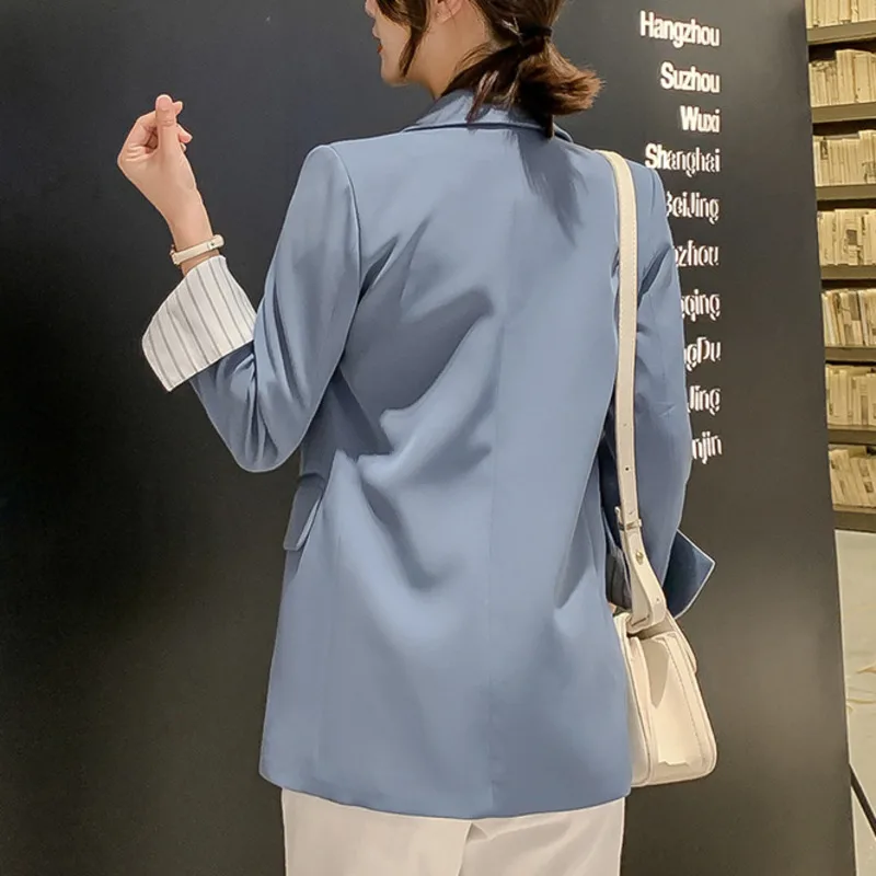 2020 Spring Blue Blazer Women Korean Style Casual Blazer Elegant Single Breasted Official Ladies Jacket
2020 Spring Blue Blazer Women Korean Style Casual Blazer Elegant Single Breasted Official Ladies Jacket