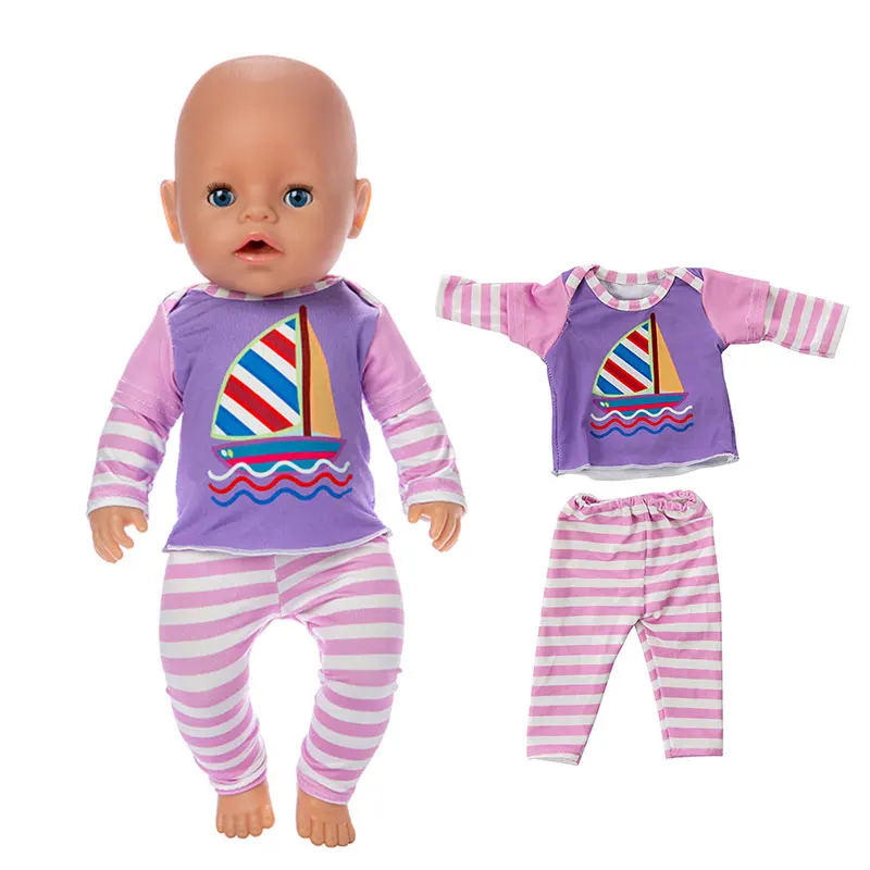 2pcs in 1 2019 new lovely clothes Suit For 17 Inch Baby Doll 43cm Clothes | Игрушки и хобби