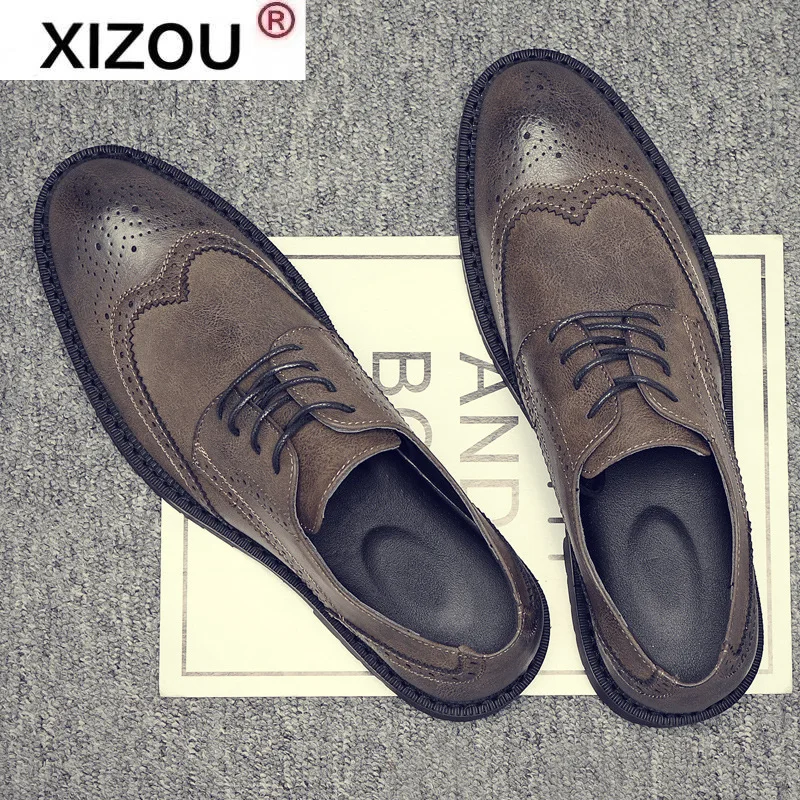 XIZOU NEW Handmade Mens Oxford Shoes Carving Genuine Leather Brogue Men's Dress Shoes Classic Business Formal Shoes for Men
XIZOU NEW Handmade Mens Oxford Shoes Carving Genuine Leather Brogue Men's Dress Shoes Classic Business Formal Shoes for Men